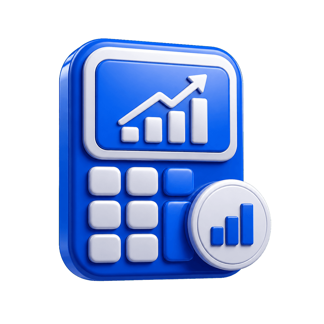 3D blue outbound ROI calculator icon with an upward chart